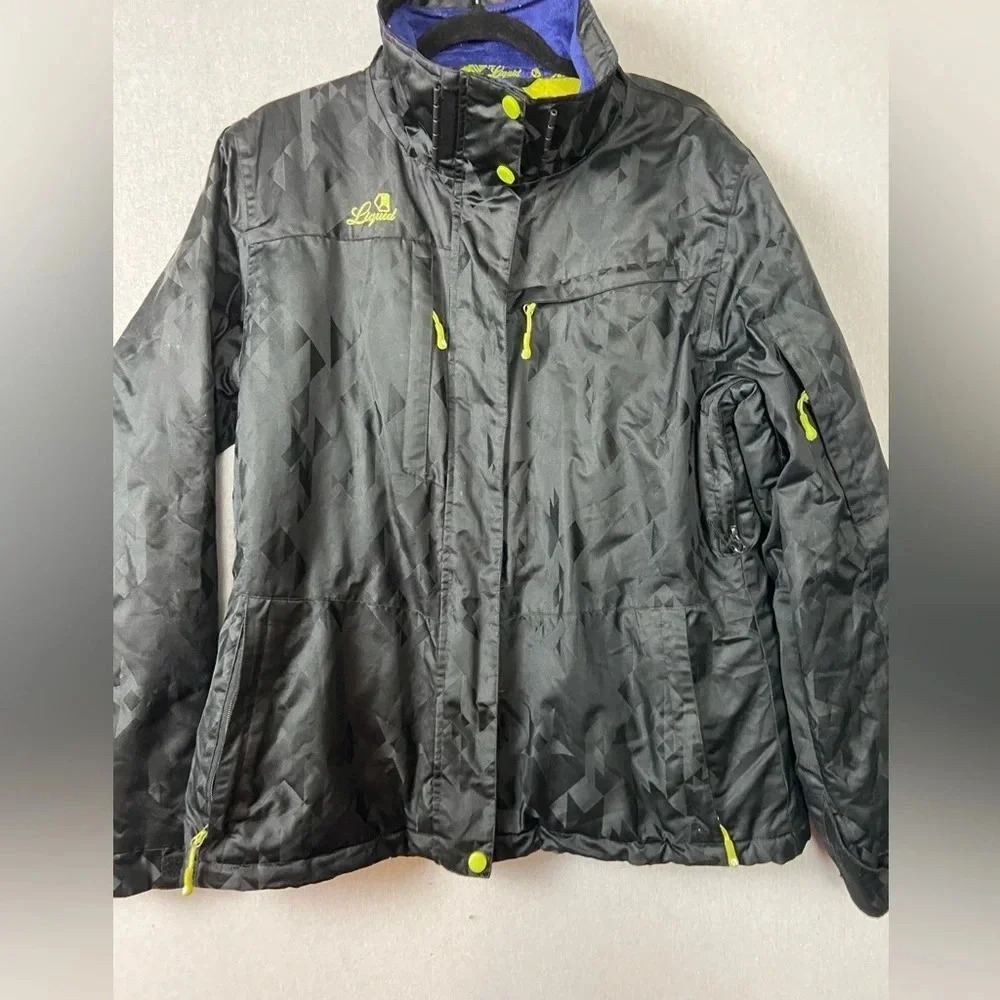 Liquid Freerider Waterproof Ski Snowboard Jacket Black Pattern XL